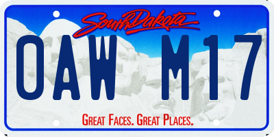 SD license plate 0AWM17