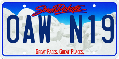 SD license plate 0AWN19