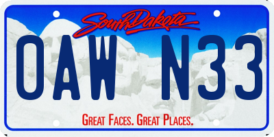 SD license plate 0AWN33