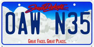 SD license plate 0AWN35