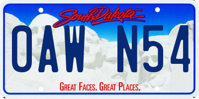 SD license plate 0AWN54