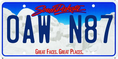 SD license plate 0AWN87