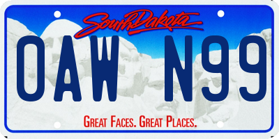 SD license plate 0AWN99