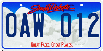 SD license plate 0AWO12