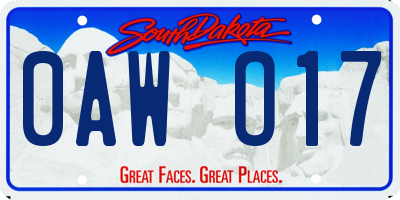 SD license plate 0AWO17