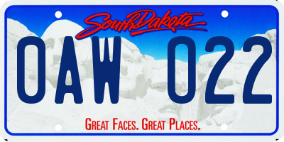 SD license plate 0AWO22