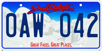 SD license plate 0AWO42