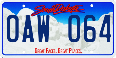 SD license plate 0AWO64