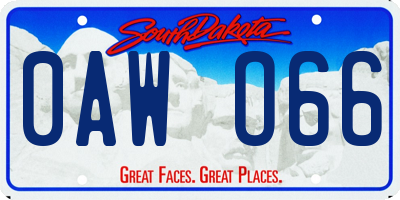 SD license plate 0AWO66