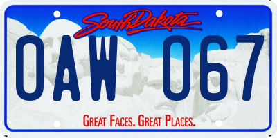 SD license plate 0AWO67