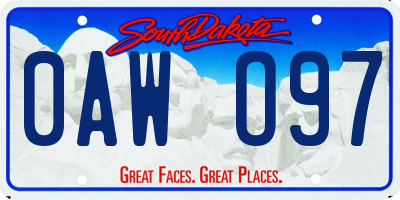 SD license plate 0AWO97