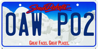 SD license plate 0AWP02