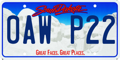 SD license plate 0AWP22