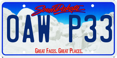 SD license plate 0AWP33