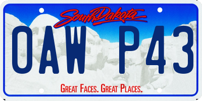 SD license plate 0AWP43