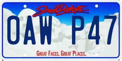 SD license plate 0AWP47