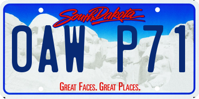 SD license plate 0AWP71