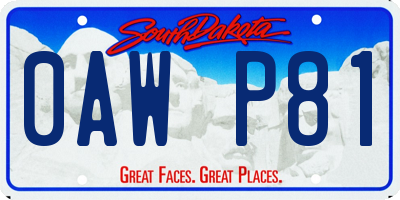 SD license plate 0AWP81