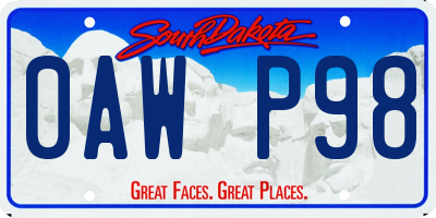 SD license plate 0AWP98