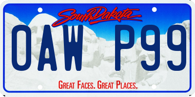 SD license plate 0AWP99