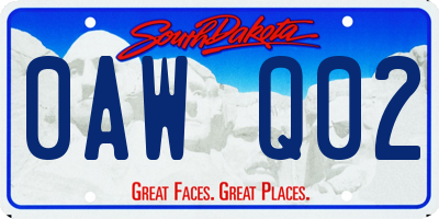 SD license plate 0AWQ02