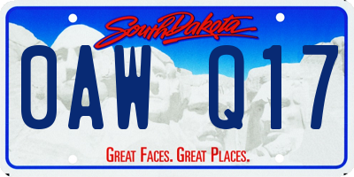 SD license plate 0AWQ17