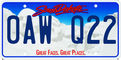 SD license plate 0AWQ22