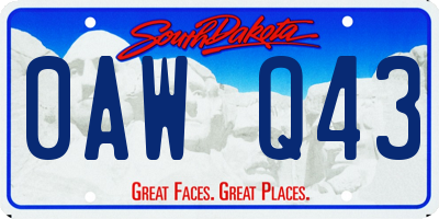 SD license plate 0AWQ43