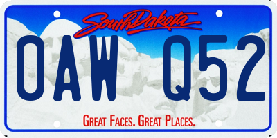SD license plate 0AWQ52