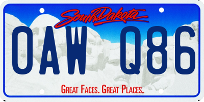 SD license plate 0AWQ86