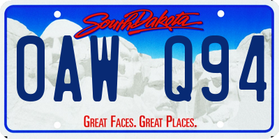 SD license plate 0AWQ94