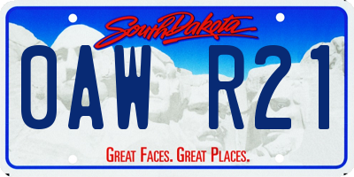 SD license plate 0AWR21