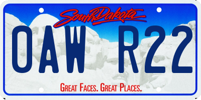 SD license plate 0AWR22