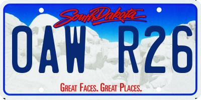 SD license plate 0AWR26