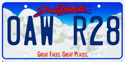 SD license plate 0AWR28