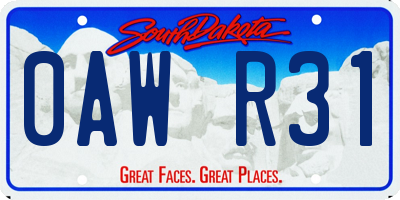 SD license plate 0AWR31