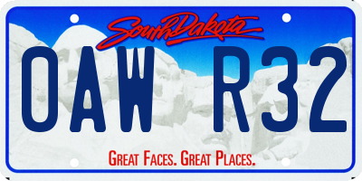 SD license plate 0AWR32