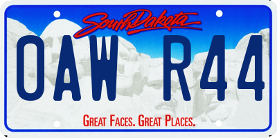 SD license plate 0AWR44