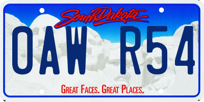SD license plate 0AWR54