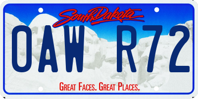 SD license plate 0AWR72