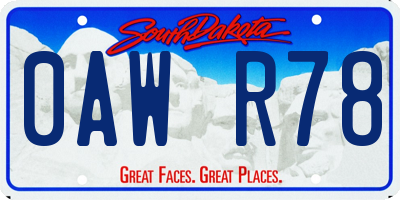 SD license plate 0AWR78