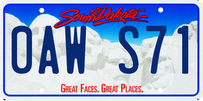 SD license plate 0AWS71