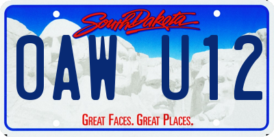 SD license plate 0AWU12