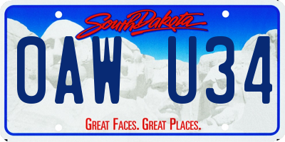 SD license plate 0AWU34