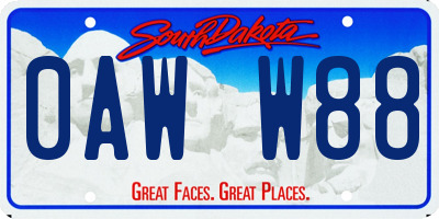 SD license plate 0AWW88