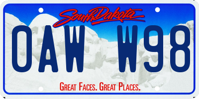 SD license plate 0AWW98