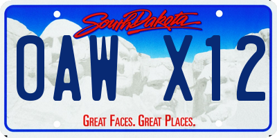 SD license plate 0AWX12