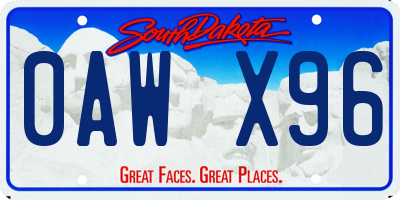 SD license plate 0AWX96