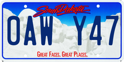 SD license plate 0AWY47