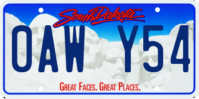 SD license plate 0AWY54